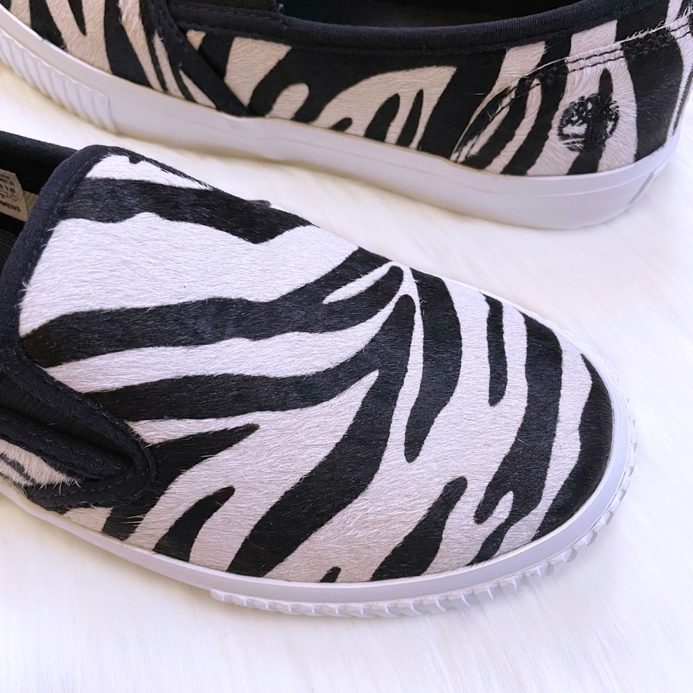 Timberland Women’s Skyla Bay Zebra Calf Hair Slip-On Shoes - Picture 2 of 7